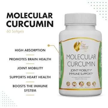 Coco March Molecular Curcumin - 180x Higher Absorption Joint, Mobility and Immune Support, Gluten Free, Soy Free, Dairy Free, Keto Friendly, GMO Free, 1000 mg per Serving, 60 Softgels