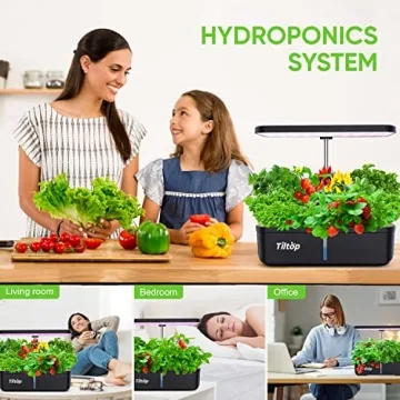 TILTOP Hydroponics Growing System 12 Pods Indoor Garden Kit