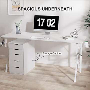 Stylish 63 Inch Gaming Desk for Home Office and Gaming