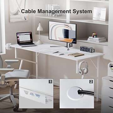 Stylish 63 Inch Gaming Desk for Home Office and Gaming