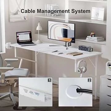 Stylish 63 Inch Gaming Desk for Home Office and Gaming