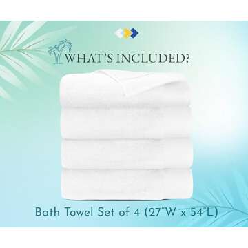 California Design Den Luxury 4-Pack Bath Towels 100% Cotton - Soft and Fluffy, Quick Dry Ultra Absor...