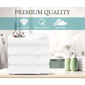 California Design Den Luxury 4-Pack Bath Towels 100% Cotton - Soft and Fluffy, Quick Dry Ultra Absorbent, Large Hotel Spa Quality Towel Set, Essential for Home Bathroom - White - 27" x 54"