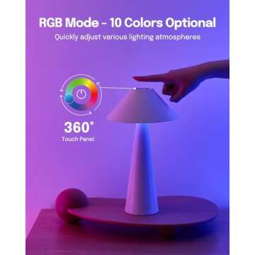 Lalavon RGB Cordless Lamps Rechargeable, Magnetic Table Lamp with Free Rotating for Bedroom/Nightsta...