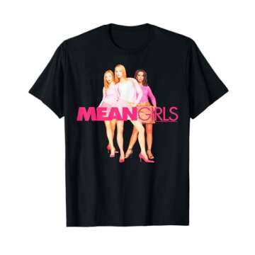 Mean Girls Classic Fit Round Neck T-Shirt - Regina, Karen, Gretchen Plastics Graphic Black Tee