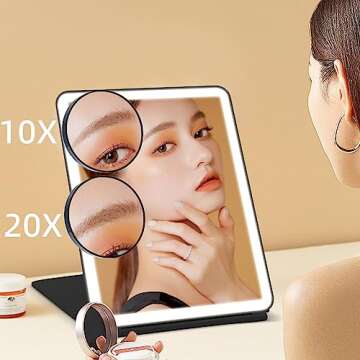 Jadazror Makeup Mirror with Light & Magnification for Travel