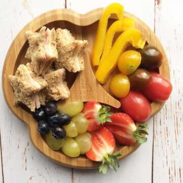 Bamboo Baby Divider Plate with Suction - Kids and Toddler Suction Cup Plate for Babies, Non-toxic All-Natural Bamboo Baby Food Plate Stays Cool to the Touch for Baby-Led Weaning (Green)