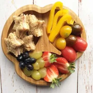 Bamboo Baby Divider Plate with Suction - Kids and Toddler Suction Cup Plate for Babies, Non-toxic All-Natural Bamboo Baby Food Plate Stays Cool to the Touch for Baby-Led Weaning (Green)