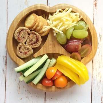 Bamboo Baby Divider Plate with Suction - Kids and Toddler Suction Cup Plate for Babies, Non-toxic All-Natural Bamboo Baby Food Plate Stays Cool to the Touch for Baby-Led Weaning (Green)