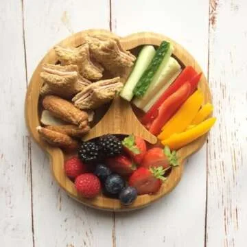 Bamboo Baby Divider Plate with Suction - Kids and Toddler Suction Cup Plate for Babies, Non-toxic All-Natural Bamboo Baby Food Plate Stays Cool to the Touch for Baby-Led Weaning (Green)