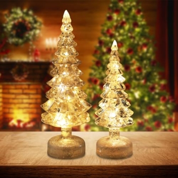 YEAHOME Glass Christmas Trees Set with Timer for Home Decor