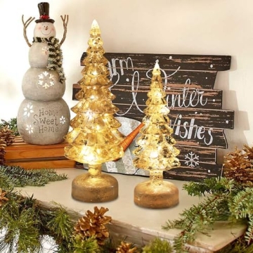 YEAHOME Glass Christmas Trees Set with Timer for Home Decor