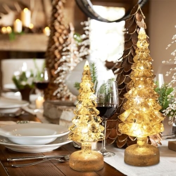 YEAHOME Glass Christmas Trees Set with Timer for Home Decor