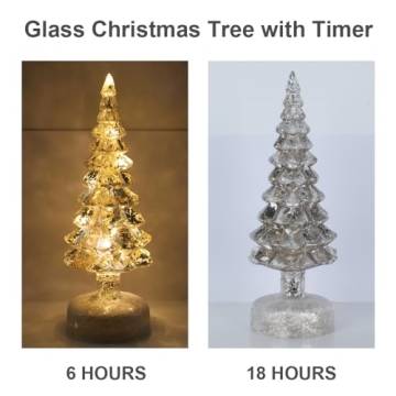 YEAHOME Glass Christmas Trees Set with Timer for Home Decor