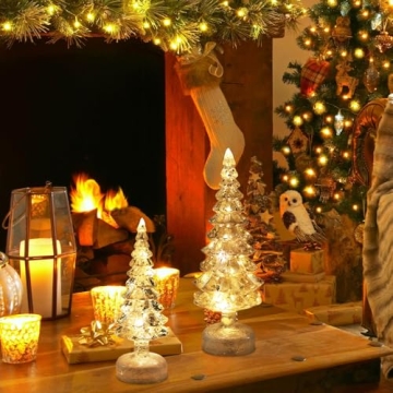 YEAHOME Glass Christmas Trees Set with Timer for Home Decor