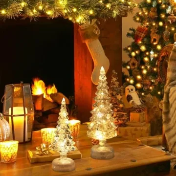 YEAHOME Glass Christmas Trees Set with Timer for Home Decor
