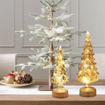 YEAHOME Glass Christmas Trees Set with Timer for Home Decor