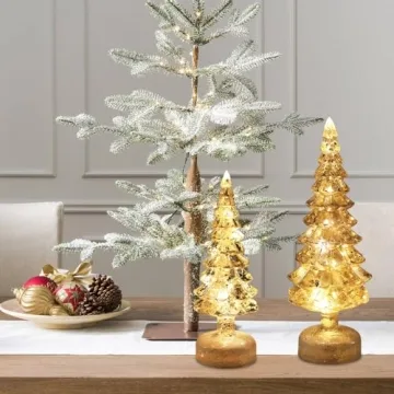 YEAHOME Glass Christmas Trees Set with Timer for Home Decor