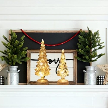 YEAHOME Glass Christmas Trees Set with Timer for Home Decor