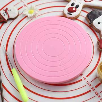 Pink Cookie Decorating Turntable for Easy Baking Fun