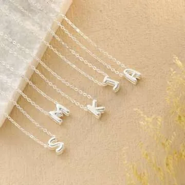 Personalized CUEZIY Bubble Letter Necklace for Women