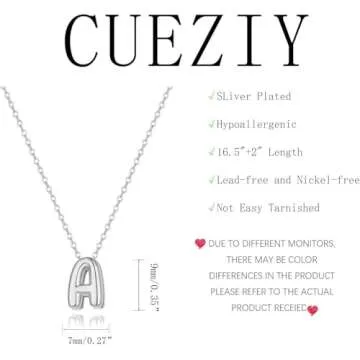 Personalized CUEZIY Bubble Letter Necklace for Women
