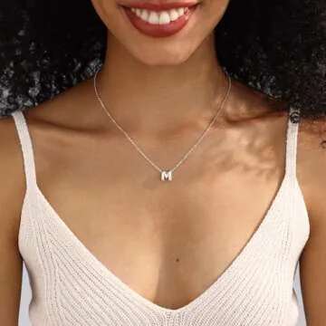 Personalized CUEZIY Bubble Letter Necklace for Women