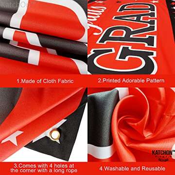 KatchOn, XtraLarge Congrats Grad Banner Red - 72x44 Inch | Graduation Banner Class of 2025, Red and Black Graduation Decorations Class of 2025 | Graduation Backdrop, 2025 Graduation Party Decorations