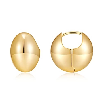 Elegant 14K Gold Plated Huggies Earrings for Women – Lightweight Style