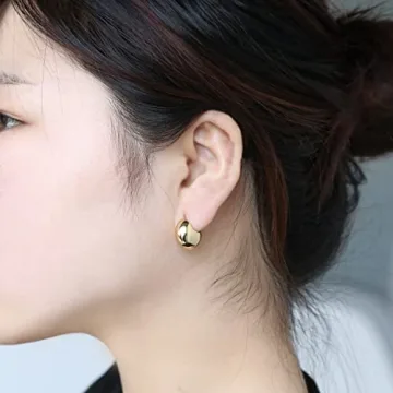 14K Gold Plated Cute Huggies Earrings for Women