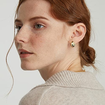 14K Gold Plated Cute Huggies Earrings for Women