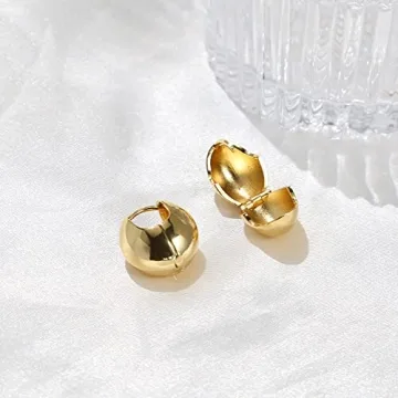 14K Gold Plated Cute Huggies Earrings for Women