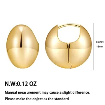 14K Gold Plated Cute Huggies Earrings for Women