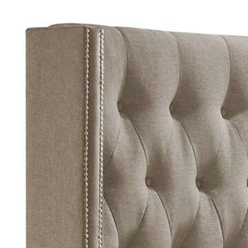 Baxton Studio Katherine King Wingback Bed with Trim in Grey