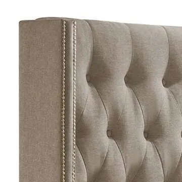 Baxton Studio Katherine King Wingback Bed with Trim in Grey