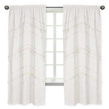 Sweet Jojo Designs Bohemian Boho Chic Ivory Macrame Tufted Tassel Decorative Window Treatment Panels...