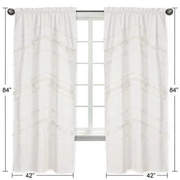 Bohemian Ivory Cotton Window Treatment Panels for Chic Decor