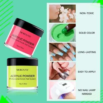 Morovan 12 Color Glow in the Dark Acrylic Powder Set