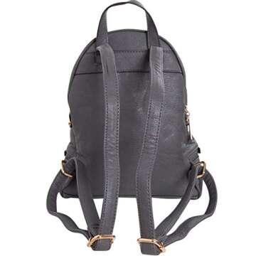 Humble Chic Vegan Leather Backpack Purse for Women - Small Fashion Travel School Book-Bag Casual Shoulder Handbag (Charcoal)