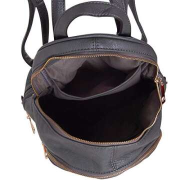 Humble Chic Vegan Leather Backpack Purse for Women - Small Fashion Travel School Book-Bag Casual Shoulder Handbag (Charcoal)