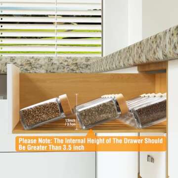 Suneerplay Spice Drawer Organizer 8 Tier, Acrylic Seasoning Organizer Rack, Clear Spice Rack Tray, Kitchen Seasoning Jars Drawers Insert (Jars Not Included/Expandable From 13" to 26")