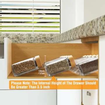 Suneerplay Spice Drawer Organizer 8 Tier, Acrylic Seasoning Organizer Rack, Clear Spice Rack Tray, Kitchen Seasoning Jars Drawers Insert (Jars Not Included/Expandable From 13" to 26")