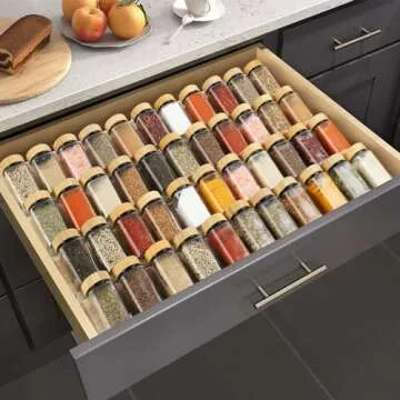 Suneerplay Spice Drawer Organizer 8 Tier, Acrylic Seasoning Organizer Rack, Clear Spice Rack Tray, Kitchen Seasoning Jars Drawers Insert (Jars Not Included/Expandable From 13" to 26")