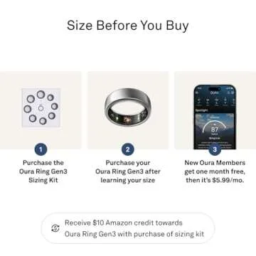 Oura Ring Gen3 Horizon - Brushed Titanium - Size 10 - Smart Ring - Size First with Oura Ring Gen3 Sizing Kit - Sleep Tracking Wearable - Heart Rate - Fitness Tracker - 5-7 Days Battery Life