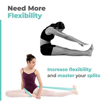 Stretch Bands for Dance and Ballet with Gift Box – Resistance Bands Set for Dancers, Ballerinas, Gymnasts and Cheers – Improve Flexibility, Strength and Split, Teal