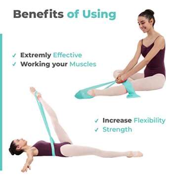 Stretch Bands for Dance and Ballet with Gift Box – Resistance Bands Set for Dancers, Ballerinas, Gymnasts and Cheers – Improve Flexibility, Strength and Split, Teal