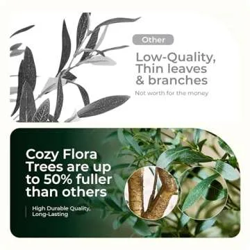 Cozy Flora Faux Olive Tree 7ft - Realistic Olive Trees Artificial Indoor Home Decor - Potted Fake Tr...