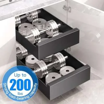 Pull out Cabinet Organizer, 21"Deep, Slide out Drawers for Kitchen Cabinets, Under Sink Pull-Out Home Organizers with Adhesive Nano Film Fixed, Sliding Cabinet for Bathroom, Pantry Storage Shelves