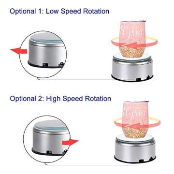 ORMENT LED LIGHTING Display Turner for Epoxy Glitter Tumblers, 360 Degree Rotating Display Stand Turntable Automatic Revolving Platform Perfect for Displaying Glitter Cups