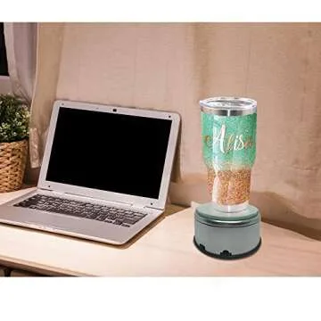 ORMENT LED LIGHTING Display Turner for Epoxy Glitter Tumblers, 360 Degree Rotating Display Stand Turntable Automatic Revolving Platform Perfect for Displaying Glitter Cups